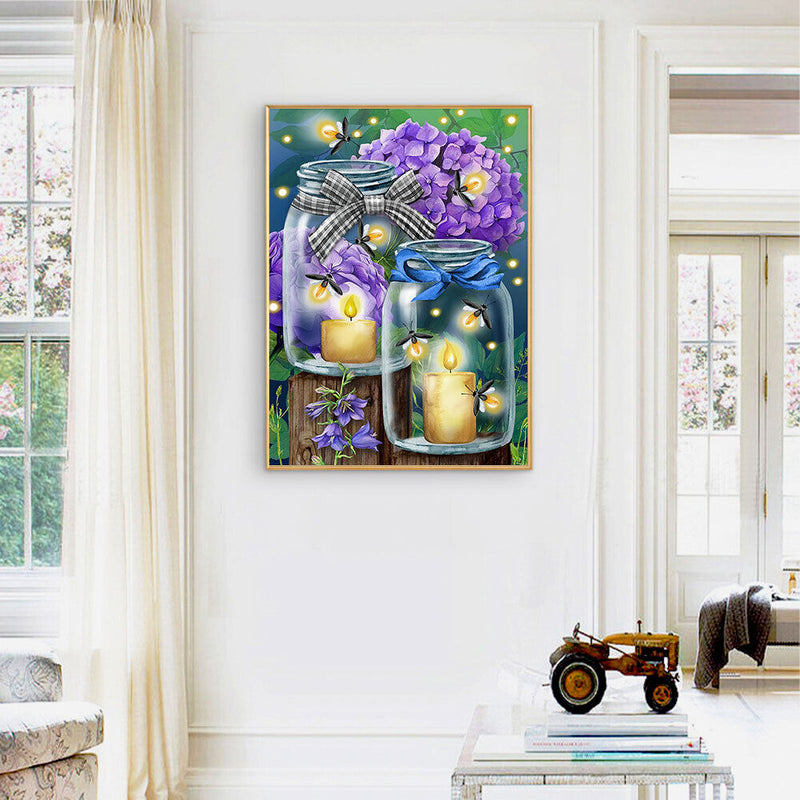 Firefly Glass Bottle Oil Paint By Numbers DIY Canvas Wall Art Picture Home Cr