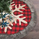 Christmas Tree Skirt Plaid Snowflake Pattern Xmas Tree Apron Round Door Carpet