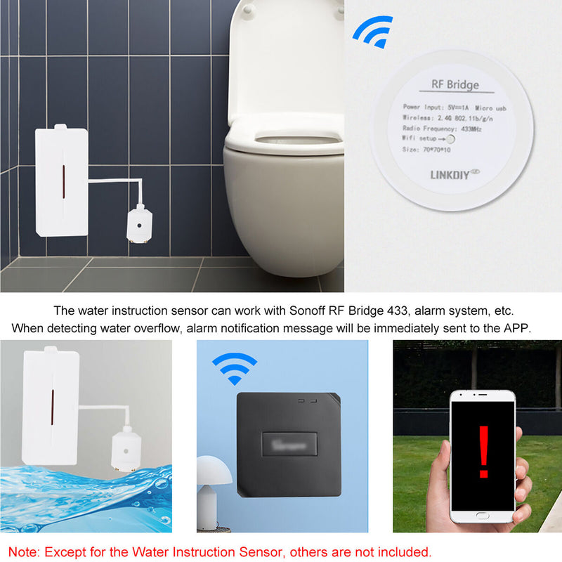 Water Leak Sensor Alarm, APP Remote, WiFi Water Monitor for Kitchen, Bathroom