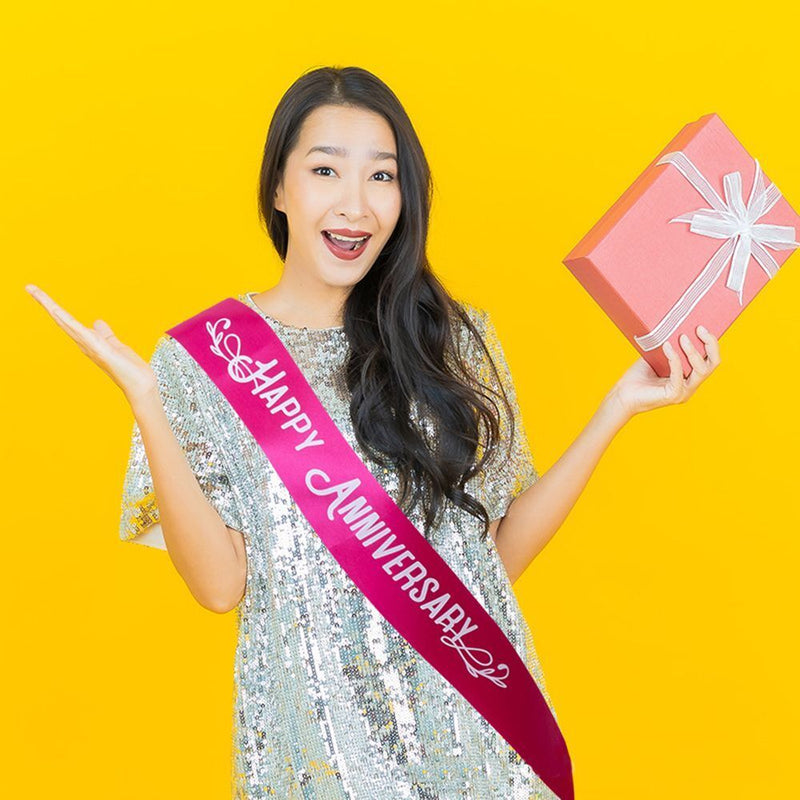 Decors Satin Sash Anniversary Celebration Happy Anniversary Shoulder Strap