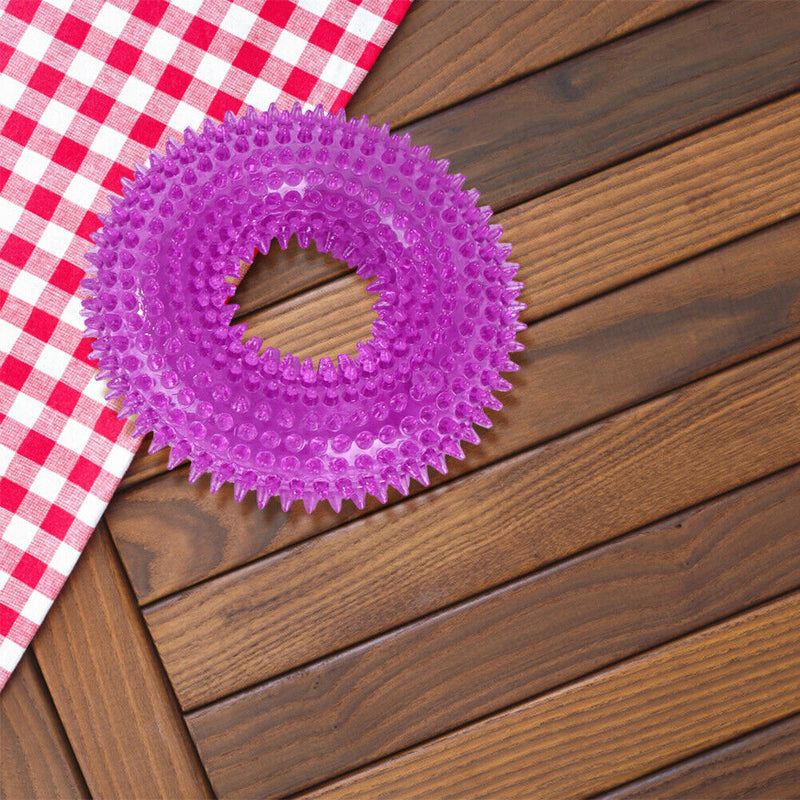 Pet Dog Chew Bite Toys Circle Ring Squeeze Tooth Cleaning Sound Funny Puppy T