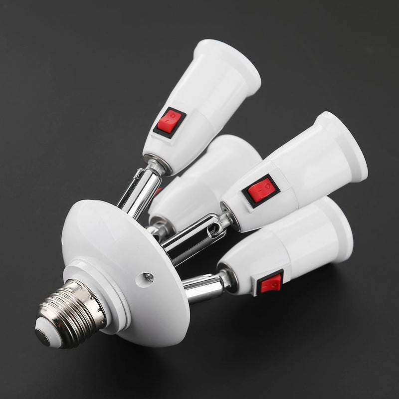 E27 Splitter 4 Heads Lamp Base Adjustable LED Light Holder Adapter Socket Newly