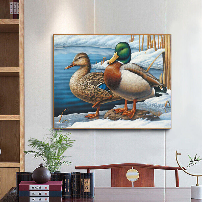 Lakeside Duck Oil Paint By Numbers Kit DIY Acrylic Painting on Canvas Frame