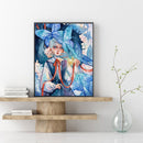 Blue Butterfly Girl Oil Paint By Numbers Kits Canvas Picture Wall Art DIY