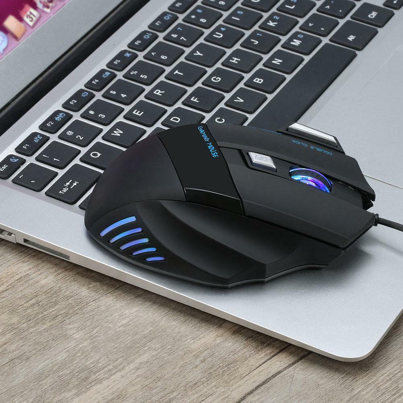 USB Wired Gaming Mouse 7 Buttons 5500DPI Adjustable LED Backlit for PC Laptop