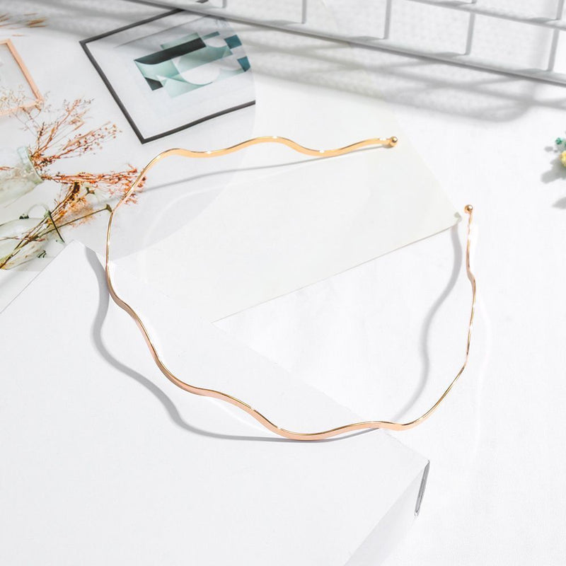 Elegant Geometric Metal Headdress Hair Hoop Thin Headbands Wave Bending