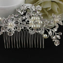 Bridal Wedding Flower Pearls Hair Comb Clip Diamante Women's Rhinestone E5M8