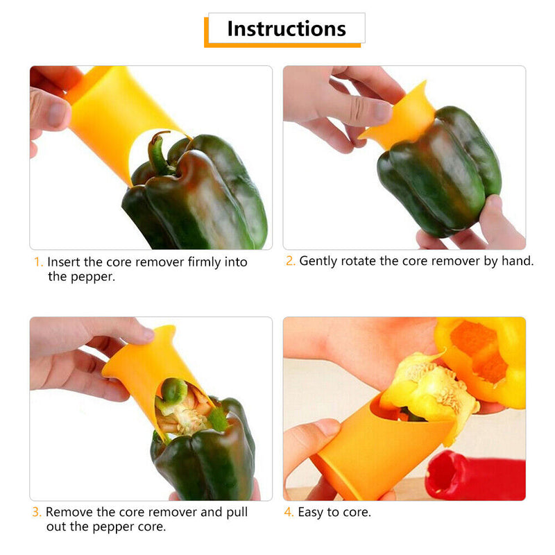 Fruit Vegetable Seed Remover Pepper Chilli Cutter Core Slicer Tool (Yellow)