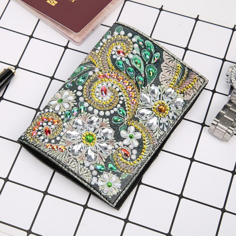 DIY Special Shaped Diamond Painting PU Leather Passport Protective Cover Newly