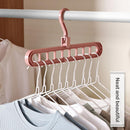 Clothes Wardrobe Hanger Hook Clothing Hanging Rack Shelf Organizer (Pink)
