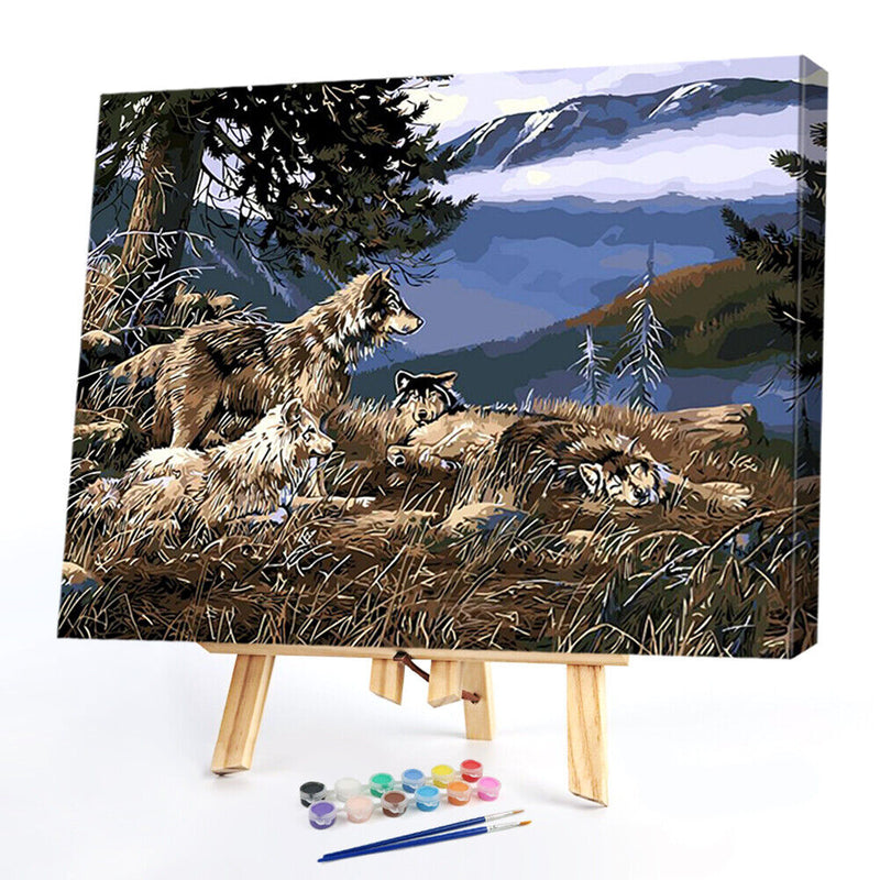 DIY Digital Painting By Numbers Kits Modern Wolf Frameless Canvas Color Pictu