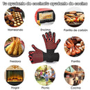 Oven Gloves, Heat Resistant Non-Slip Kitchen Safe Cooking BBQ Gloves (Red)