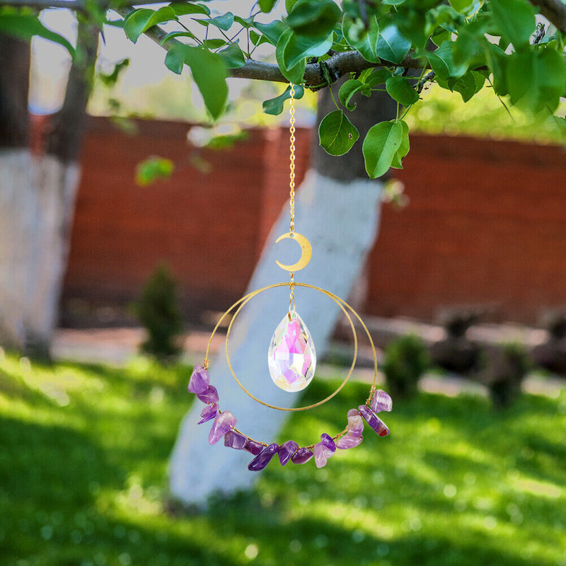 Moon Circle Crystal Suncatcher Rainbow Chaser Window Curtains Pendant Home De