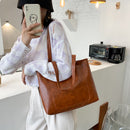 Women Handbag Large Capacity Shoulder Bag Lady Retro PU Leather Shopping Totes