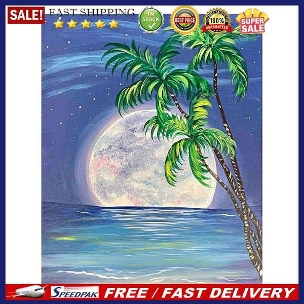 Sea Moon Oil Paint By Numbers Kits Canvas DIY Picture for Adults Children Crafts
