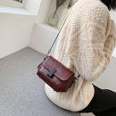 Retro PU Leather Shoulder Messenger Bag Women Solid Color Chain Crossbody Bags