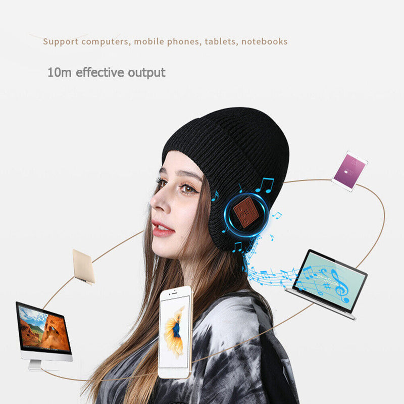Unisex Warm Ear-Covering Headset Beanie with Mic 5.0 Binaural Stereo Headphones