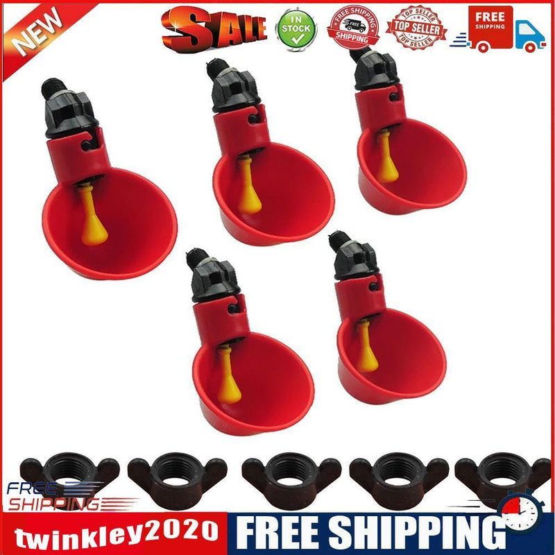 5pcs Chicken Quail Poultry Waterer Drinker Bird Coop Hanging Water Cup Tool