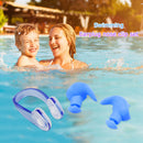 Soft Silicone Swimming Earplugs Nose Clip Set Soundproof Ear Plugs (Blue) Newly