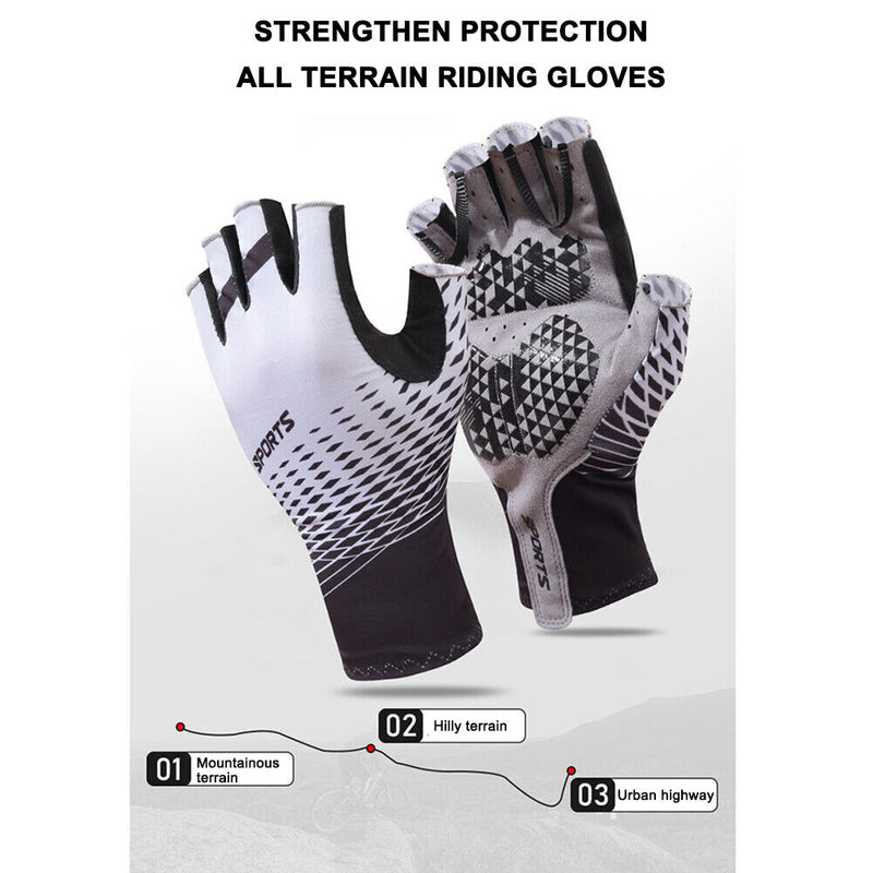 Non-Slip Half Finger Bike Cycling Gloves Sunscreen Fingerless Gloves (M) Newly