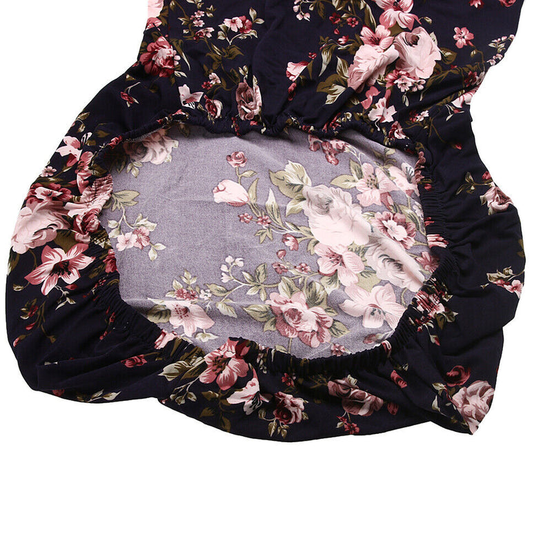 Removable Conjoined Stretchy Floral Home Stool Chair Seat Cover (5