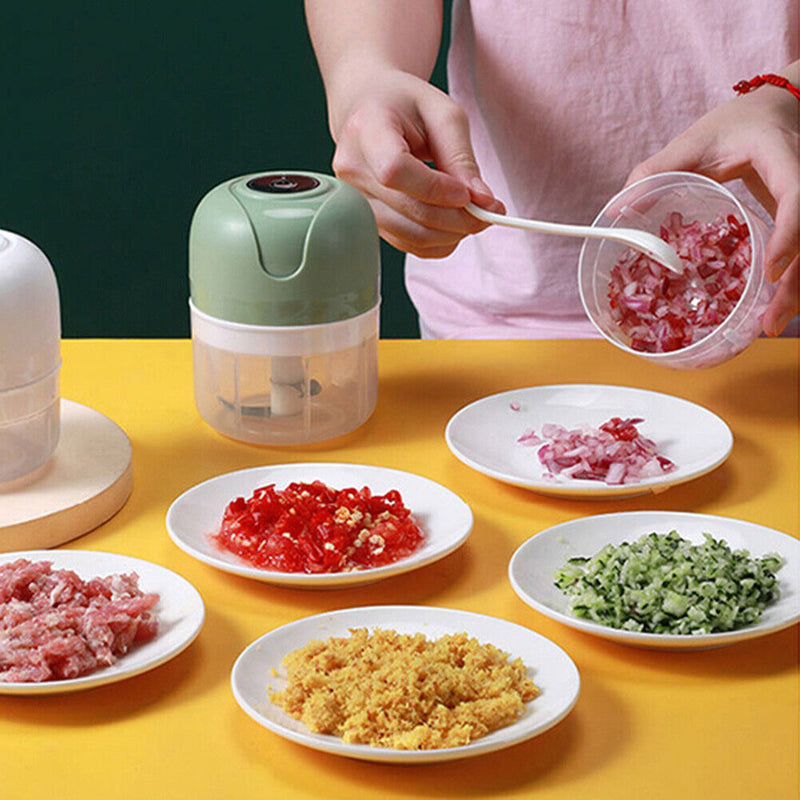 250ml Mini Electric Garlic Chopper Ginger Masher Vegetable Crusher (Green)