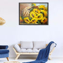 5D DIY Full Round Drill Diamond Painting Sunflower Rhinestone Drawing Pictu