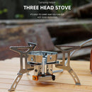 Outdoor Three-head Camping Picnic Stove Portable Split Windproof Burner Stove~