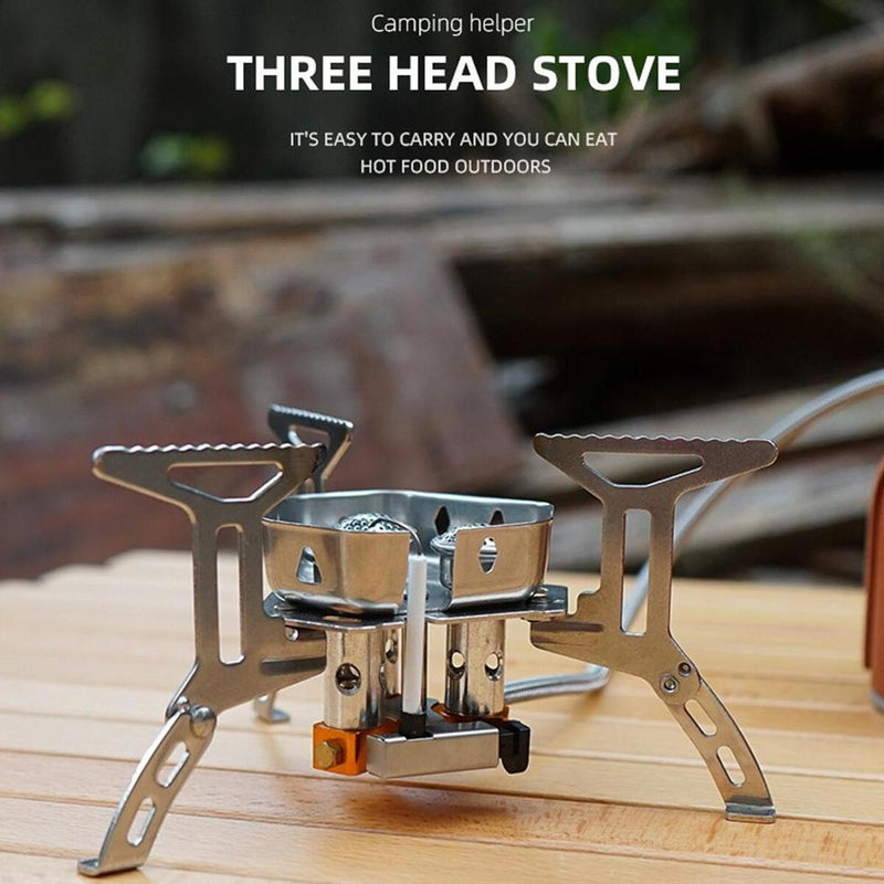 Outdoor Three-head Camping Picnic Stove Portable Split Windproof Burner Stove~