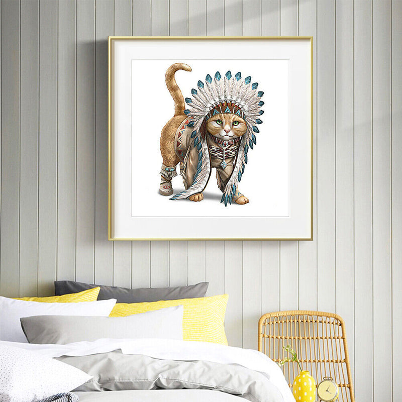 5D DIY Full Round Drill Diamond Rhinestone Cat Home Classroom Decor Art Craft