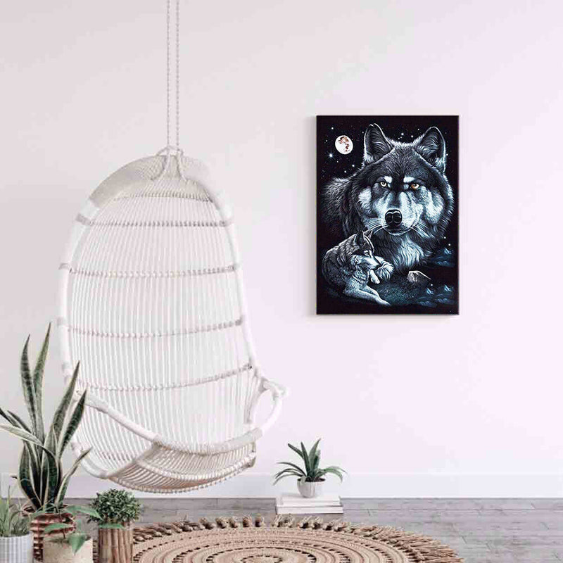 Handmade Moon Wolves 5D DIY Full Round Drill Drawing Kit Diamond Painting Cra