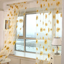 Sunflower Print Window Door Curtain Tulle Curtains for Living Room (Yellow)