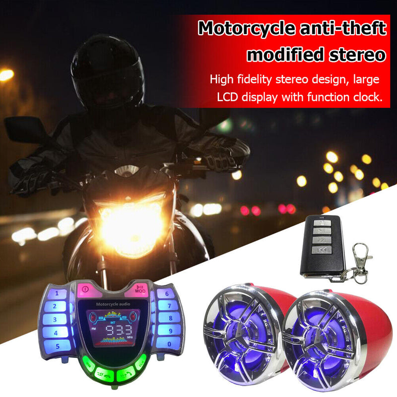 Waterproof Motorcycle Bluetooth Audio System Stereo Speaker Radio USB Charging