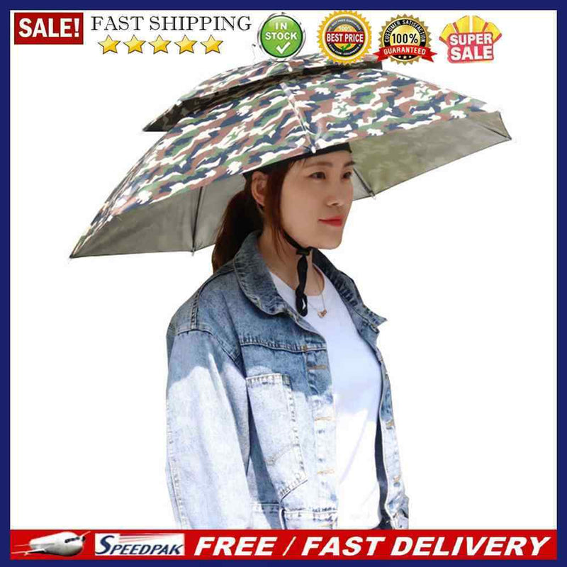 5pcs Foldable Fishing Sunshade Umbrella Hat UV Protection (Camouflage)