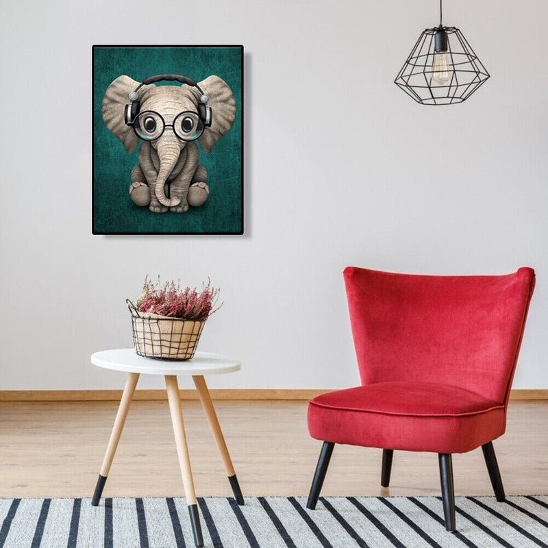 Hand Painted Craft Painting By Numbers DIY Music Elephant Digital Oil Picture