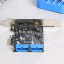 Front PCI-E to 19/20 Pin Adapter Desktop USB 3.0 PCI Express Expansion Card