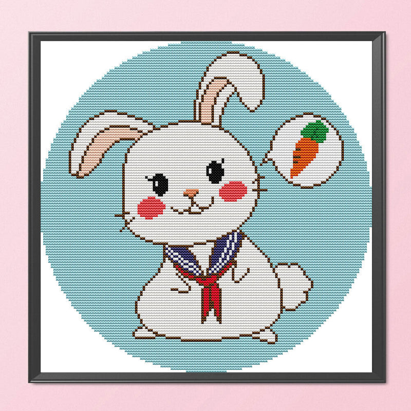 14CT Partial Cross Stitch Sailor Rabbit Stamped DIY Cotton Thread Needlework Kit
