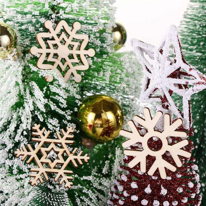 Wooden Pendants Christmas Snowflake Hanging Ornaments Wood Chip Xmas Decoration
