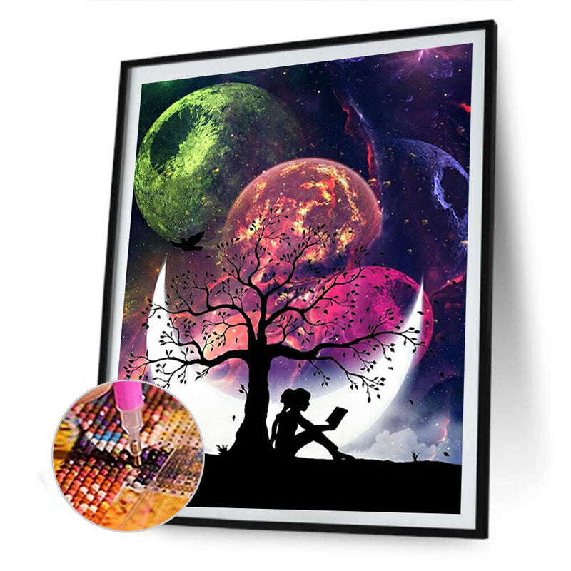 5D DIY Diamond Painting Girl Under Tree Full Square Drill Mosaic Home Decorat