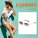Women Sunglasses Fashion Girl Rectangular Sunscreen Goggles (Gradually Tea)