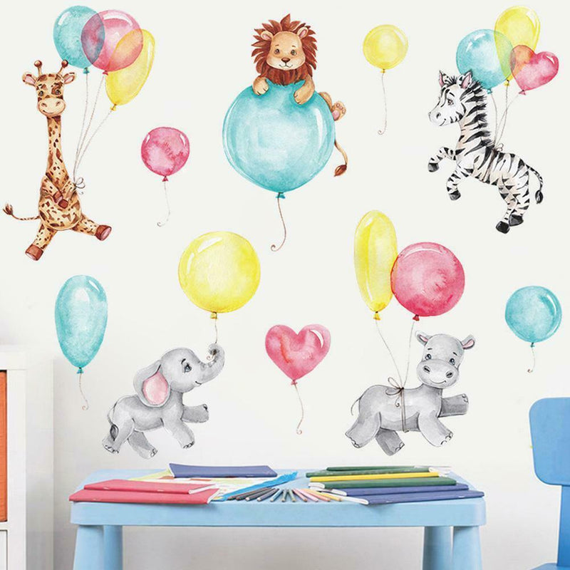 Cartoon Balloon Elephant Wall Stickers Kids Rooms Bedrooms Room Living H4T4