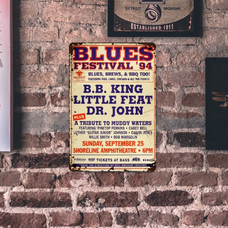 Blues Festival Plate Metal Tin Sign Plate for Bar Pub Club Cafe Wall Home Decor
