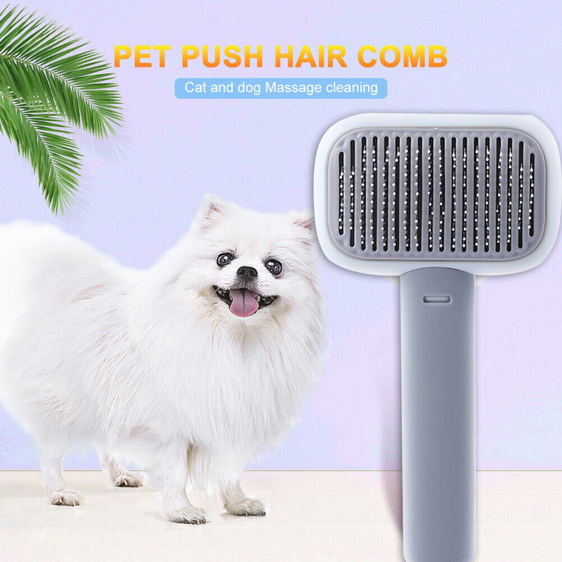 Pet Dog Cat Brush Needle Comb Hair Shedding Grooming Hair Remover (Grey)