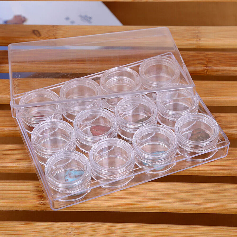 12 Grids Bottles Rhinestone Beads Storage Box Nail Art Jewelry Container Newly