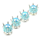 4pcs Universal Crown Car Tyre Valve Caps Dustproof Valve Cover Cap (Blue)