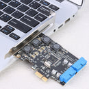 Front PCI-E to 19/20 Pin Adapter Desktop USB 3.0 PCI Express Expansion Card