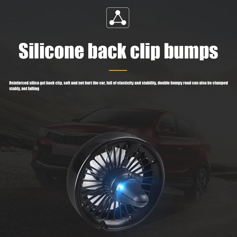 Car Fan 3-Speed 7-Blade USB Air Vent Clip Fan for 12V 24V Vehicle (Black)