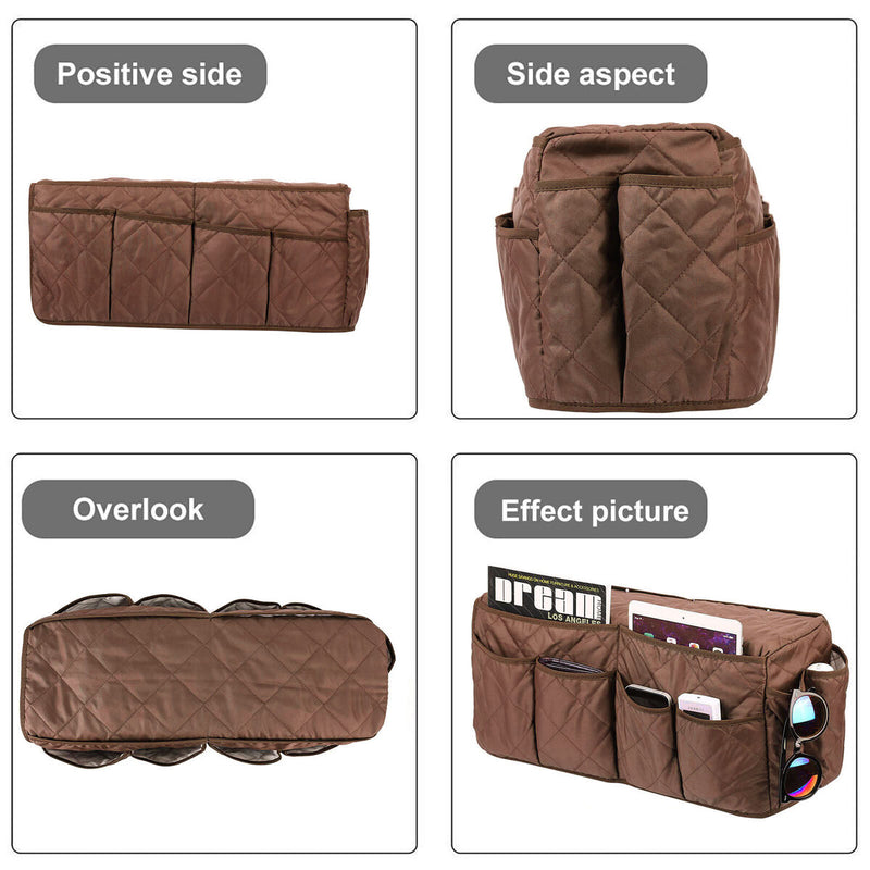 Armchair Caddy Non Slip Sofa Armrest Organizer with 14 Pockets (Coffee) Newly
