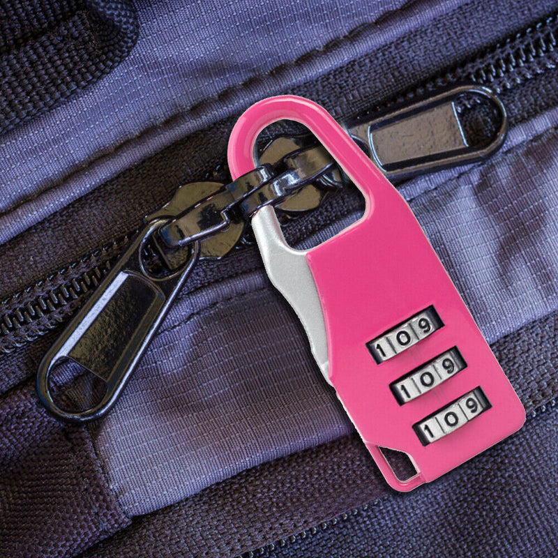 Mini 3 Digit Combination Padlock Zinc Alloy Travel Luggage Lock (Pink) Newly