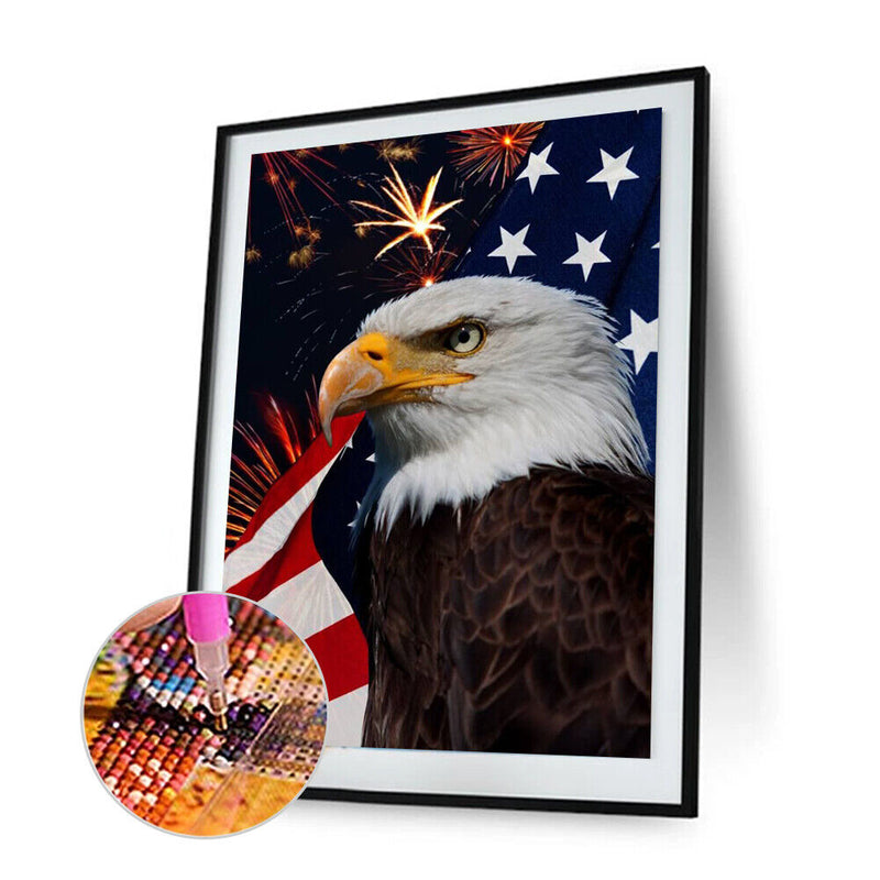 DIY Independence Day Eagle Flag Full Drill Round 5D Diamond Painting Handmade